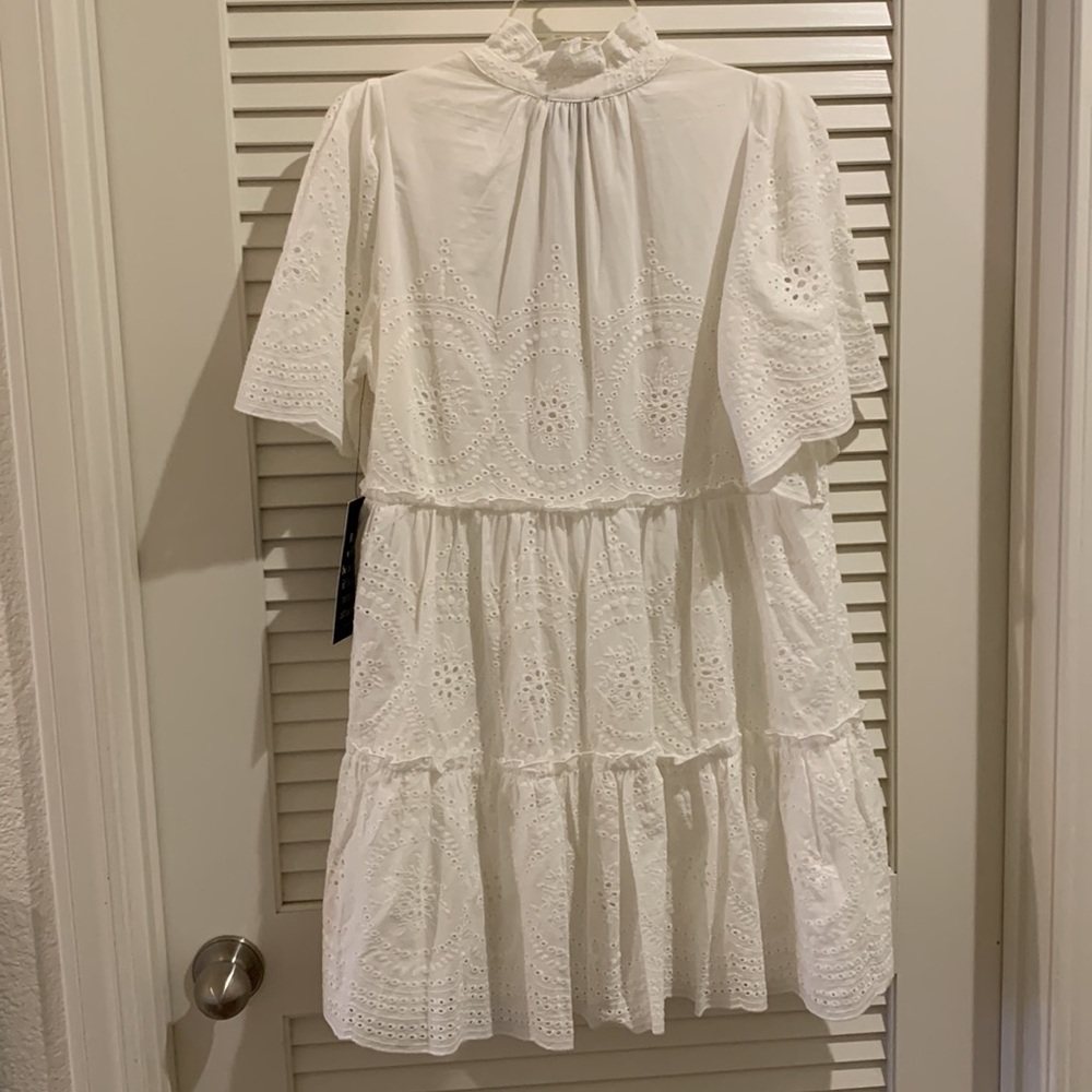 Tuckernuck White Eyelet Crawford Flutter Sleeve Mini Dress NWT Size Small - Picture 6 of 11